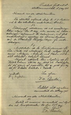 Utskottets protokoll 1908-05-09