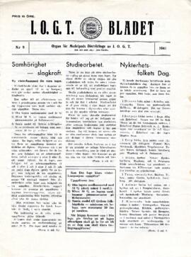 Distriktstidning, I.O.G.T BLADET Nr 9, 1941