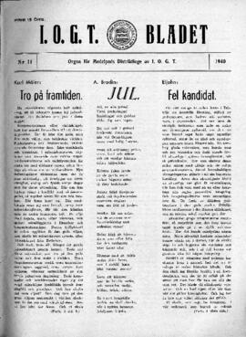 Distriktstidning, I.O.G.T BLADET Nr 11, 1940