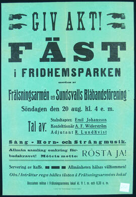 Affisch nr 2521, nykterhet, föredrag, uppträdande
