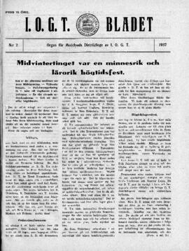 Distriktstidning, I.O.G.T BLADET Nr 2, 1937