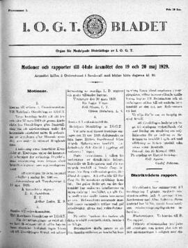 Distriktstidning, I.O.G.T BLADET Nr 3, 1929