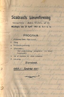 Protokoll 1903-04-27, program