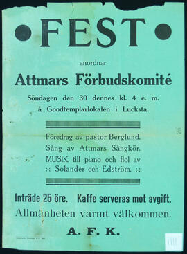 Affisch nr 1111, föredrag, nykterhet