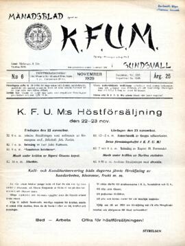 Månadsblad, K.F.U.M i Sundsvall, Nr 6, 1929