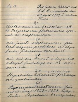 Årsmötesprotokoll 1939-09-29