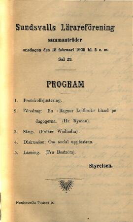 Protokoll 1905-02-15, program