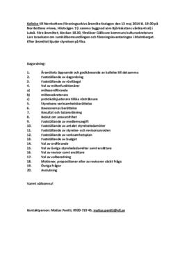 Kallelse och dagordning Årsmöte 2014